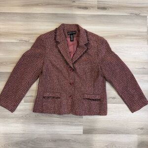 Norton McNaughton pink and black tweed blazer with frayed edges Women’s 16